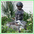 bronze life size children fountain sculpture for garden decoration